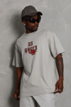 Erkek Oversize Baskılı Bisiklet Yaka T-shirt - Gri