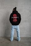 Erkek Oversize Üç İplik Kapüşonlu Sweatshirt – Siyah “don’t Be Terrified” Ön, Sırt Ve Kol Baskılı, Kanguru Cepli, Ribanalı Rahat Model- Siyah