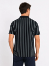 Erkek Pike Kumaş Çizgili Polo Yaka Tişört Kısa Kol Yazlık T-shirt - Siyah