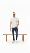 Erkek Pike Kumaş Düğmeli Yaka Regular Fit Günlük Kısa Kol Tişört T-shirt - Beyaz