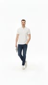 Erkek Pike Kumaş Düğmeli Yaka Regular Fit Günlük Kısa Kol Tişört T-shirt - Beyaz