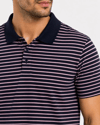 Erkek Pike Kumaş Gül Kurusu Çizgili Polo Yaka Tişört Kısa Kol T-shirt - Siyah