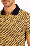 Erkek Pike Kumaş Polo Yaka Desenli Tişört Kısa Kol Yazlık T-shirt - Sarı