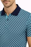 Erkek Pike Kumaş Polo Yaka Desenli Tişört Kısa Kol Yazlık T-shirt - Turkuaz