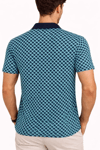 Erkek Pike Kumaş Polo Yaka Desenli Tişört Kısa Kol Yazlık T-shirt - Turkuaz