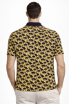 Erkek Pike Kumaş Polo Yaka Palmiye Desenli Tişört Kısa Kol Yazlık T-shirt - Sarı