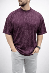 Erkek Premium Tişört Osy Yumuşak Dokulu Yıkamalı Oversize T-shirt - Bordo