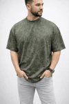 Erkek Premium Tişört Osy Yumuşak Dokulu Yıkamalı Oversize T-shirt - Haki