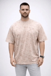 Erkek Premium Tişört Osy Yumuşak Dokulu Yıkamalı Oversize T-shirt - Bej