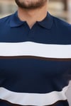Erkek Şerit Desenli Hemşire Yaka Kısa Kollu Tişört