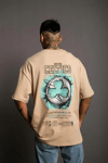 Erkek Sırt Baskılı t-shirt - Bej