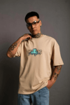 Erkek Sırt Baskılı t-shirt - Bej