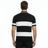 Erkek T-shirt Çizgili Triko Dokuma Kumaş Polo Yaka Yarım Fermuarlı Regular Kalıp Tişört - Siyah