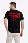 Erkek Türkiye Ay Yıldız Baskılı Taraftar Forma T-shirt - Siyah
