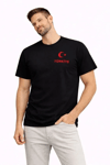 Erkek Türkiye Ay Yıldız Baskılı Taraftar Forma T-shirt - Siyah