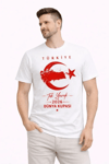 Erkek Türkiye Ay Yıldız Baskılı Taraftar Forma T-shirt - Beyaz