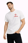 Erkek Türkiye Ay Yıldız Baskılı Taraftar Forma T-shirt - Beyaz