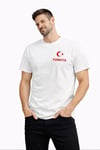 Erkek Türkiye Ay Yıldız Baskılı Taraftar Forma T-shirt - Beyaz