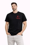 Erkek Türkiye Ay Yıldız Baskılı Taraftar Forma T-shirt - Siyah
