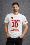 Erkek Türkiye Baskılı Tişört 2026 Dünya Kupası Taraftar Forma T-shirt - Beyaz