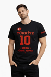Erkek Türkiye Baskılı Tişört 2026 Dünya Kupası Taraftar Forma T-shirt - Siyah