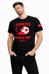 Erkek Türkiye World Cup 2026 Baskılı Tişört Futbol Temalı Forma T-shirt - Siyah