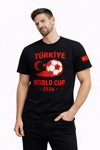 Erkek Türkiye World Cup 2026 Baskılı Tişört Futbol Temalı Forma T-shirt - Siyah