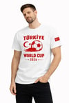 Erkek Türkiye World Cup 2026 Baskılı Tişört Futbol Temalı Forma T-shirt - Beyaz