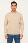 Erkek Üç İplik Düz Bisiklet Yaka Sweatshirt - Bej