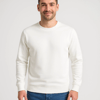 Erkek Üç İplik Düz Bisiklet Yaka Sweatshirt - Beyaz
