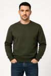 Erkek Üç İplik Düz Bisiklet Yaka Sweatshirt - Haki