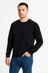 Erkek Üç İplik Düz Bisiklet Yaka Sweatshirt - Siyah