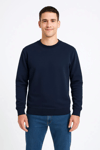 Erkek Üç İplik Düz Bisiklet Yaka Sweatshirt - Lacivert