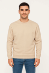 Erkek Üç İplik Düz Bisiklet Yaka Sweatshirt - Bej