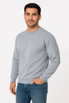 Erkek Üç İplik Düz Bisiklet Yaka Sweatshirt - Gri