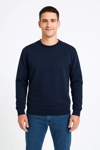Erkek Üç İplik Düz Bisiklet Yaka Sweatshirt - Lacivert