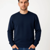 Erkek Üç İplik Düz Bisiklet Yaka Sweatshirt - Lacivert