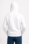 Erkek Üç İplik Kapüşonlu Kanguru Cepli Sweatshirt Hoodie - Beyaz