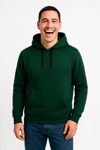 Erkek Üç İplik Kapüşonlu Kanguru Cepli Sweatshirt Hoodie - Haki