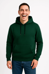 Erkek Üç İplik Kapüşonlu Kanguru Cepli Sweatshirt Hoodie - Haki
