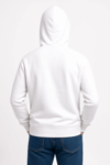 Erkek Üç İplik Kapüşonlu Kanguru Cepli Sweatshirt Hoodie - Beyaz