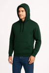 Erkek Üç İplik Kapüşonlu Kanguru Cepli Sweatshirt Hoodie - Haki