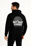 Erkek Üç İplik Kapüşonlu Ön Ve Arka Baskılı Sweatshirt Hoodie - Siyah