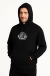 Erkek Üç İplik Kapüşonlu Ön Ve Arka Baskılı Sweatshirt Hoodie - Siyah