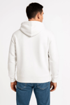 Erkek Üç İplik Kapüşonlu Tam Fermuarlı Kanguru Çepli Sweatshirt Hoodie - Beyaz