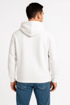 Erkek Üç İplik Kapüşonlu Tam Fermuarlı Kanguru Çepli Sweatshirt Hoodie - Beyaz