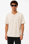 Erkek V Yaka Basic Tişört Kısa Kol Yazlık Regular Fit T-shirt - Bej