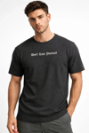 Erkek Wafıl Kumaş Tişört Regular Kalıp Bisiklet Yaka Baskılı Günlük Basic T-shirt - Siyah