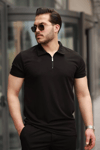Erkek Yakalı Fermuarlı T-shirt Şort Ikili Takım
