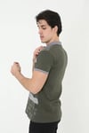 Erkek Yakalı Slim Fit Baskılı T-shirt - Haki